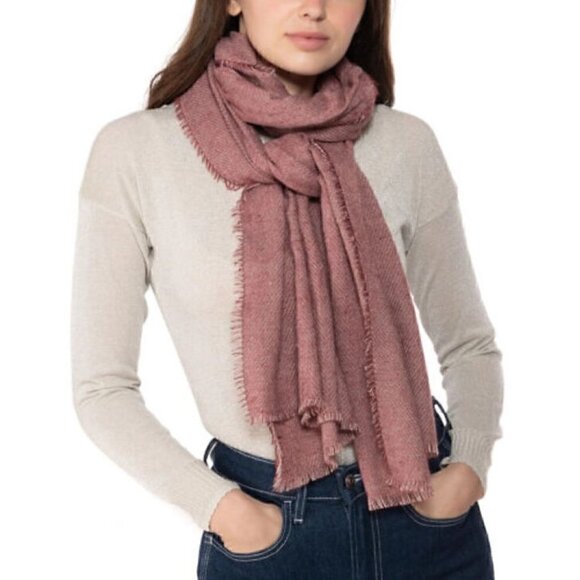 INC International Concepts Women's Two-Tone Shine Wrap Scarf Wine Red New - Picture 2 of 4
